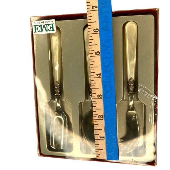 EME Inox Italy Ivory Opalescent Tapas Cutlery Cheese Knives 18/10 Set Of 3 NIB - Picture 6 of 12